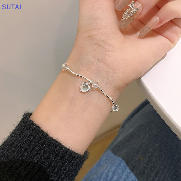 lowest-price-sutai-สร้อยข้อมือคริสตัลรูปหัวใจและคริสตัลสีสันสดใสสำหรับเป็นของขวัญสำหรับแฟนสาว