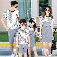 【YF】 Family Clothing  Summer Set Couple Clothes Sport Stripe Suit Men Boy Set Women Dress Girls family look