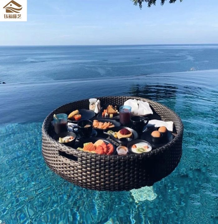 bali-internet-celebrity-floating-breakfast-tray-rattan-weaving-villa-swimming-pool-photography-props-hotel-check-in-waterproof