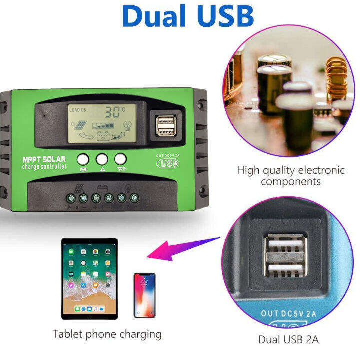 ของแท้-100-mppt-solar-charger-controlle-ชาจเจอร์โซล่า-30a-60a-100a-ชาร์จเจอร์-12v24v