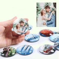 ✺▦ 50MM Fridge Magnet Souvenir Custom Photos Pictures Glass Cabochon Luminous Stickers Refrigerator Magnets DIY Gift Home Decor