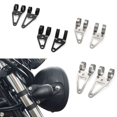 ✇ Motorcycle Universal Headlight Brackets Custom Lights Holder Support Handmade Vintage Motorbike Indicator Fork Fixing Bracket