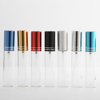 ▬✆⊕ 100Pcs/Lot 10ml Clear Glass Atomizer Bottle Refillable Colorfull Aluminum cap Spray Perfume Bottle Travel Bottles Container