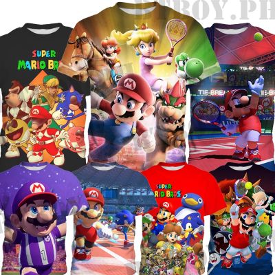 Mario Movie Kids Printed T-shirt  Game Fashion Boy Shirt 3-13 Years Old Cartoon Tops