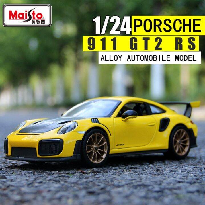 maisto-1-24พอร์ช911-gt2แบบจำลองรถจากโลหะอัลลอยด์ของตกแต่งศิลปะทำมือโมเดลของขวัญเครื่องมือของเล่นแบบชุดสะสม