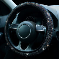 38mm Universal Car Steering Wheel Cover PU Leather Rhinestones Crystal Steering Wheel Case Auto Interior Decor Car Styling