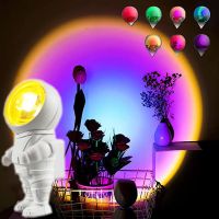 USB Astronaut Sunset Lamp Projector Light 7 Colors Mode 360° Rotating Lamp for Photography Bedroom Atmosphere Night Light Night Lights