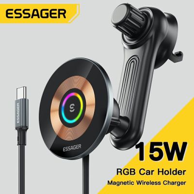 Essager 15W QI Car Wireless Charger Phone Holder Mount For iPhone 14 13 12 Pro Max Wireless Fast Charging Phone Holder Charger