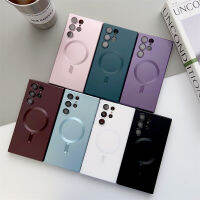 เคสแม่เหล็ก TPU นิ่มพิมพ์ลายโลหะสำหรับ Samsung Galaxy S23 S22 S21อัลตร้าพลัสสำหรับเคสป้องกันกันกระแทกผิวด้านกันรอยนิ้วมือ