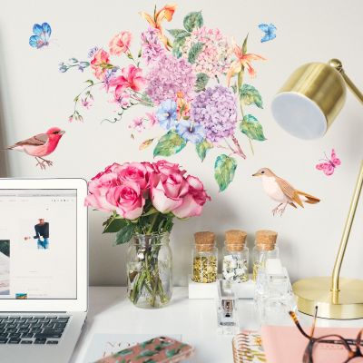 □✾ MS6072 creative flowers birds butterfly wall sticker background wall room decorates a wall adhesive wholesale wall stickers