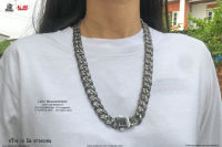 สร้อยคอCrystal BlackOnyx นิลดำ necklace hiphop สแตนเลสแท้ Stainless แฟชั่นชาย แฟชั่นผู้หญิง 316l allacc