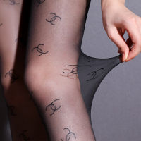 DEEPLOVE 2022 Fashion Velvet Ladies Pantyhose Alphabet Stockings Thin Anti-hook Black Silk Sunscreen Stockings