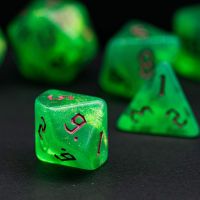 7PcsSet GreenPink DND Dice Set D4 D6 D8 D10 D D12 D20 Translucent Polyhedral Dice for Role Playing Board Game D&amp;D TRPG MTG