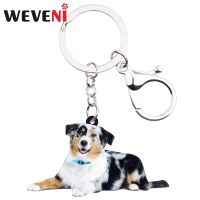 WEVENI Acrylic Australian Shepherd Dog Key Chain Keychain Holder Animal Pet Jewelry For Women Girls Gift Bag Car Charms Pendant Nails  Screws Fastener