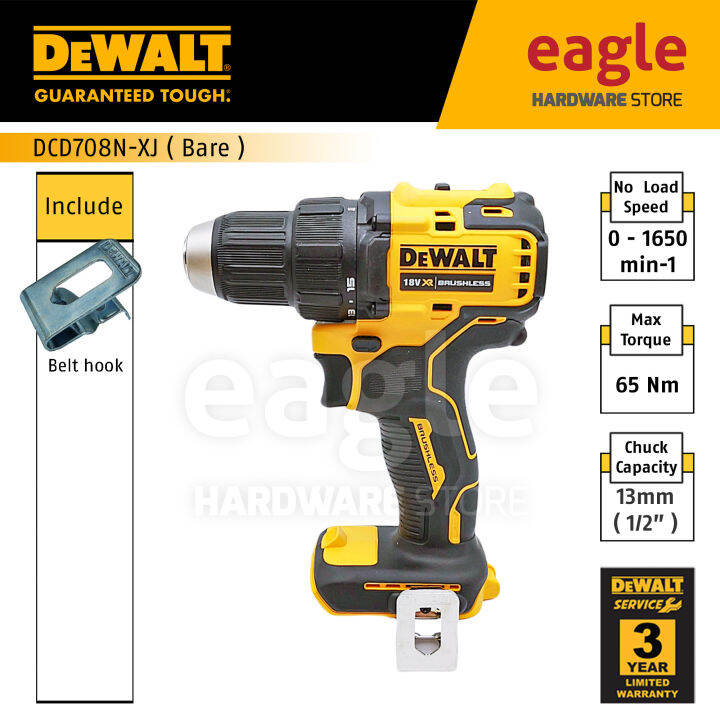 Dewalt Atomic DCD708N-XJ 13mm ( 1/2" ) 18/20V Brushless Cordless Drill ...