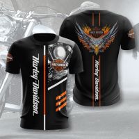 Mens car logo series Harley Top 3d digital printing round neck short sleeve T-shirt