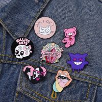 Personality feminism pins Creative letter cat design enamel brooch Cartoon alloy metal badge Accessories wholesale Fashion Brooches Pins