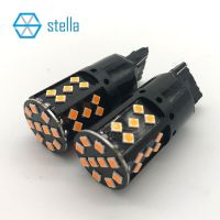 Stella 2ชิ้น T20/7440/W21w 100% หลอดไฟ Led Canbus สำหรับโคมไฟสีเหลืองอำพันรถยนต์สำหรับด้านหน้า/หลัง Led สัญญาณเลี้ยว/ไฟแสดงสถานะ12V/24V ซุปเปอร์