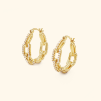 Shependence ต่างหูห่วงโซ่คริสตัล (Crystal Chain Hoop Earrings)