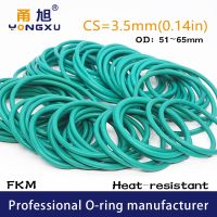 Green FKM Rubber fluororubber O-rings Seals CS3.5mm OD51/52/53/55/56/57/58/60/62/63/65*3.5mm Rings Gasket Ring Sealing Washer