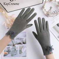 KayCrowne แฟชั่นใหม่สำหรับผู้หญิง,ถุงมือสตรีปอมปอมปอมหรูหรากันลมให้ความอบอุ่นหน้าจอสัมผัส G063ขับรถถุงมือแบบเต็มนิ้วฤดูหนาว