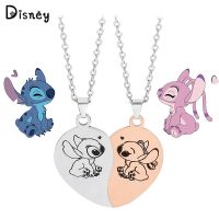 Disney Lilo &amp; Stitch Necklace Stainless Steel Magnetic Attraction Cute Figure Stitch Heart Pendant Neck Chain Lovers Jewelry