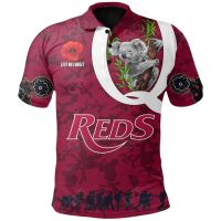 2023 NEW Style Queensland Reds Rugby Polo Shirt Koala Anzac Daysize：XS-6XLNew product，Can be customization