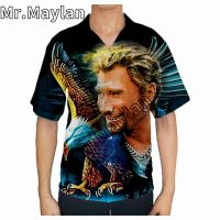 เสื้อ3D Johnny Hallyday ฝรั่งเศสเสื้อฮาวายผู้ชายเสื้อฤดูร้อนแขนสั้น2023โอเวอร์ไซส์5XL เสื้อ123ผู้ชาย