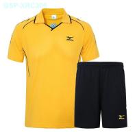 Mizuno New Cotton Table Tennis Volleyball Suit Couple Suit Men And Women Sports Lapel Short-Sleeved Shorts Badminton Suit