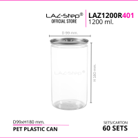 LAZ-Step กระป๋องพลาสติก PET กระป๋องฝาดึง ขนาด1200 ml. LAZ1200R401 บรรจุลังละ 60 ชุด ต้องปิดด้วยเครื่องปิดฝากระป๋อง