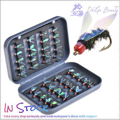 【คลังสินค้าพร้อม】40ชิ้น Fly Fishing Assortment กล่องเหยื่อเหล็กคาร์บอนสูงพร้อมตะขอตกปลาแมลงวันสำหรับน้ำทะเลน้ำจืด