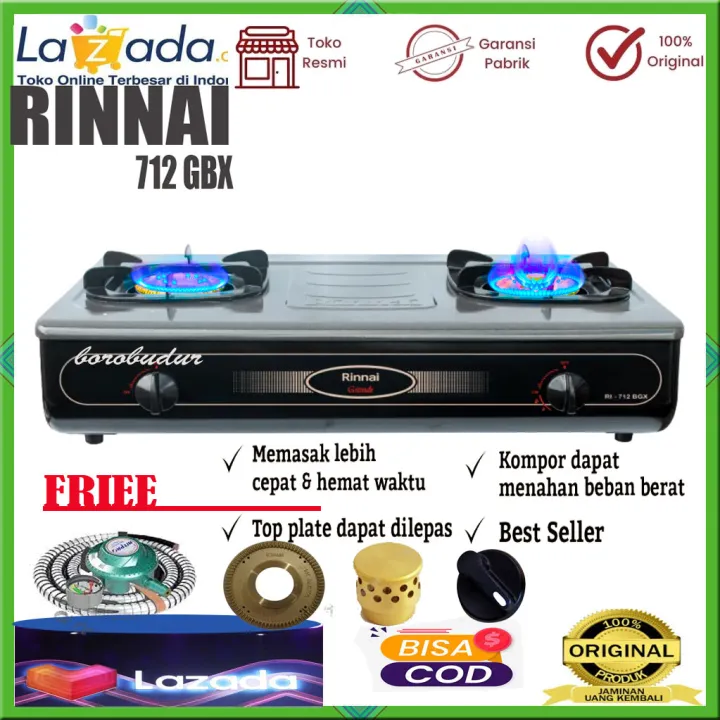 Harga Promo Original100 Kompor Rinnai Ri 712 Bgx Kompor Gas 2 Tungku Top Plate Api Besar Api Tornado Ada Api Lilin Rinnai 712 Gbx Lazada Indonesia