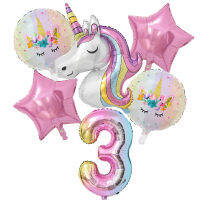 ชุด Rainbow Unicorn บอลลูน 32 นิ้วจำนวนบอลลูนฟอยล์ 1st เด็ก Unicorn Theme ตกแต่ง Baby Shower Globos-hexinge