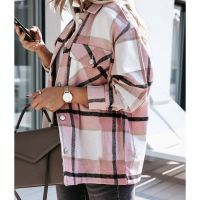 Hot Sale Women Fashion Plaid Shirt Jackets Turn-down Collar Autumn Oversized Jacket Fashion Loose Coat Streetwear Female Outwear