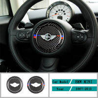 Carbon Fiber Car Accessories Interior Steering Wheel Decoration Decals Cover Trim Stickers For MINI R55 R56 R60 R61 2007-2013