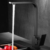 Bakicth Square Kitchen Faucet Matte black/Chorme Hot and Cold Kitchen Sink Tap 360 Degree Rotation Mixer Deck Mounted Water Taps