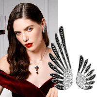 SINLEERY Vintage Asymmetrical Angel Wing Cubic Zirconia Stud ต่างหูสำหรับผู้หญิงโบราณเงินแฟชั่นเครื่องประดับ ES787