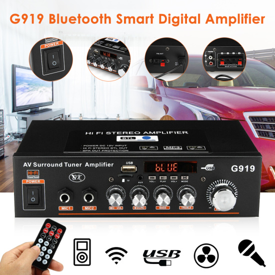 Amplifier with bluetooth original 600w 220v 12v protable amplifier mini - ảnh sản phẩm 2