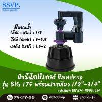 มินิสปริงเกอร์ รุ่น BIG พร้อมฝาครอบเกลียวใน ขนาด 1/2"-3/4"  ปริมาณน้ำ 175 ลิตร/ชั่วโมง รัศมีการกระจายน้ำ 3-4.5 เมตร รหัสสินค้า BIG-175-RDPG1234