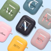 Custom Name Initials For Airpods 2 Case Letters Soft Silicone Luxury Cover Fundas Airpods Case Pod Earphone Accessories Coque