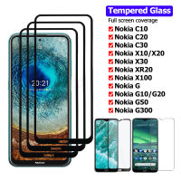 กระจกนิรภัยสำหรับ Nokia G50 G20 G10 X10 X20 X30 XR20 C10 C20 Plus C30ครอบคลุมเต็มหน้าจอป้องกันฟิล์มสำหรับ Nokia X100 G300 9H Protector