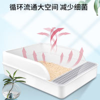 (ร้อน) Cat Litter Basin Cat Toilet Semi-Closed Plate Square Dung Basin Toilet Cat-Toilet-Training-Kit