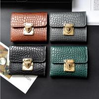 COD KKW MALL Small Coin Purse Women 2022 New Style Wallet Short Tri-Fold Lock Buckle Korean Girl Simple pu Texture Lightweight Thin