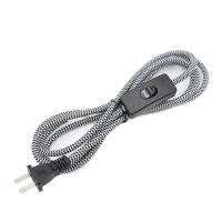 ❆ 110V AC Power Cable US Plug With Switch Fabric Braided Cover Power Supply Cord Extension Wire Cable