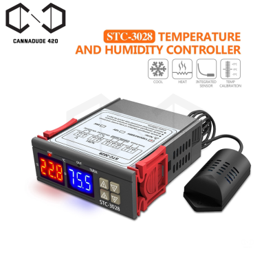 เครื่องควบคุม อุณหภูมิ ความชื้น STC3028 Temperature Humidity Controller Meter AC110-220V 10A Display Thermostat with Probe เครื่องควบคุมอุณหภูมิ 2in1