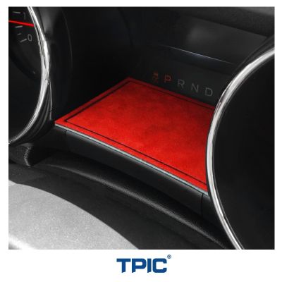 TPIC Alcantara สำหรับ Ford Mustang 2015-2023พวงมาลัยคอนโซลกลางแผ่นรองพลาสติกอุปกรณ์ตกแต่งภายในรถยนต์แผ่นครอบ