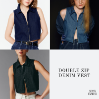 SUNNYEXPRESS101 - SUNNY DOUBLE ZIP DENIM VEST  เสื้อกั๊กแขนกุด