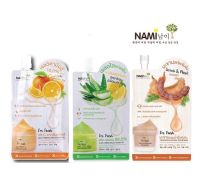 ์Nami im fresh ครบทั้ง 3 สูตร นามิ แอม เฟรช เชจู วิตามิน ซี,อโล-เลมอน ไบรท์เทนนิ่ง เจล,สครับมะขามนามิ(กล่อง6ซอง)