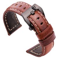 ☢ Vintage Watchband Genuine Leather Strap Women Men Cowhide Watch Band Accessories 20mm 22mm 24mm Black Dark Brown Red Belt