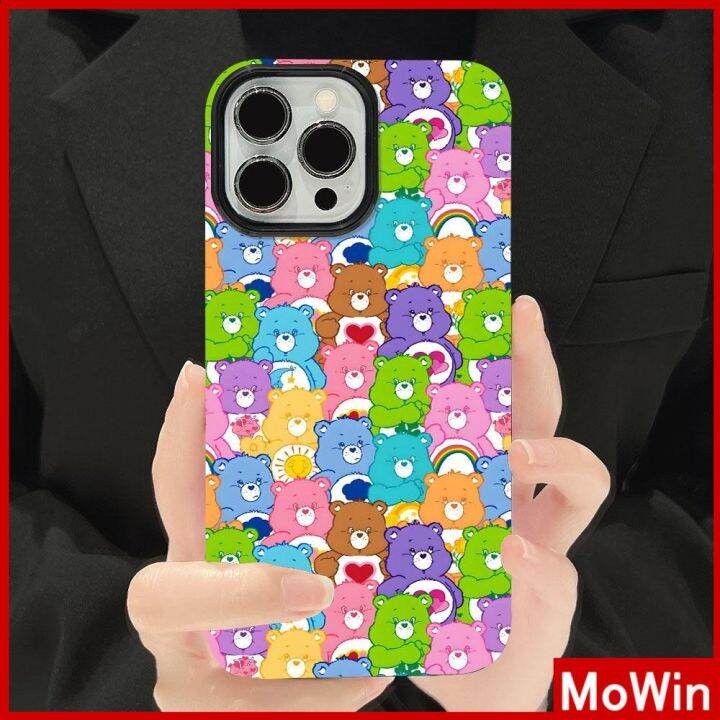 mowin-เข้ากันได้สำหรับ-เคสไอโฟน-เคสไอโฟน11-เคส-สำหรับ-iphone-14-สีดำเงา-เคสอ่อนกันกระแทกป้องกันกล้องน่ารักการ์ตูนหมีเข้า